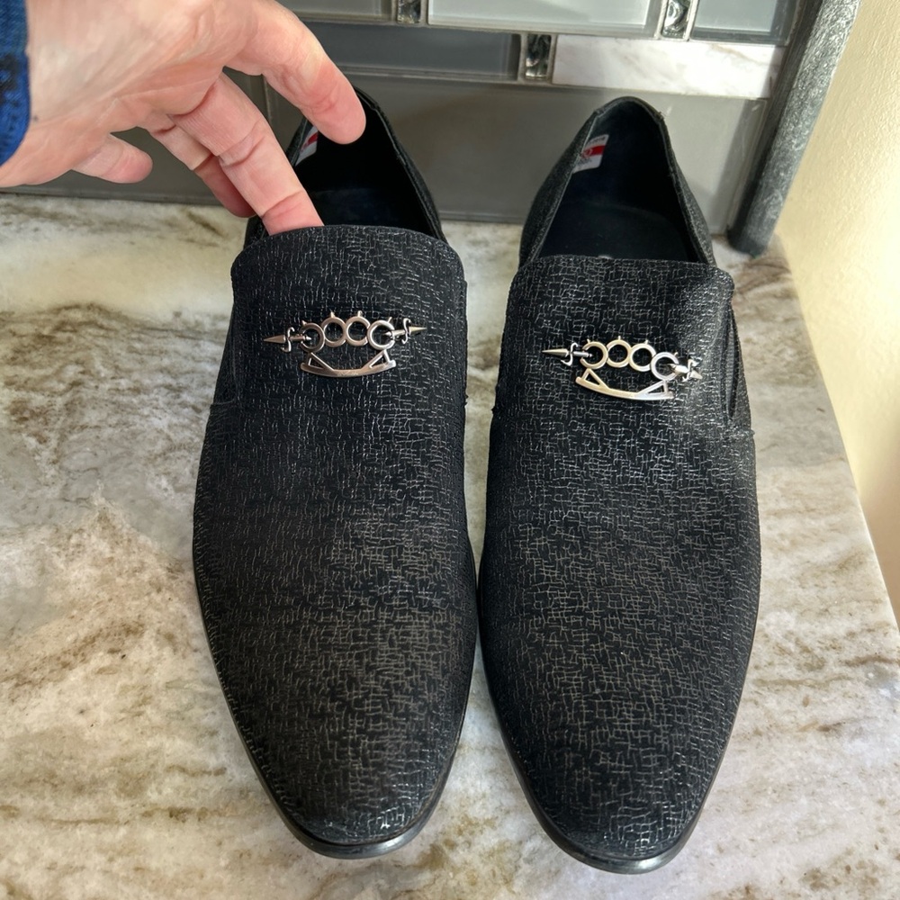 DaVinchi Men's Fabric Uppers Loafers Dress Shoes Slip On Size 41 Euro Hand Made